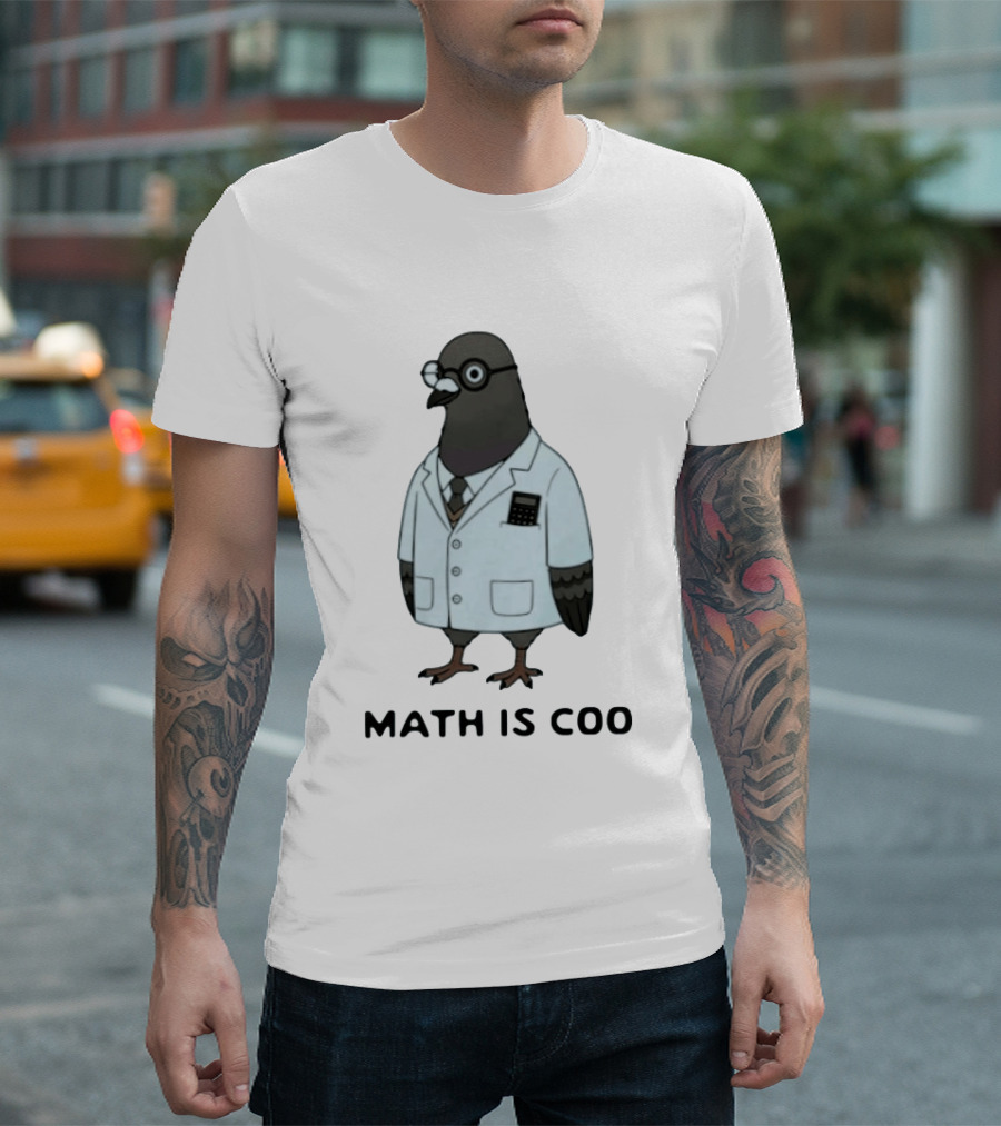 Quirky Math Is Coo Pigeon Scientist Bird With Calculator And Glasses T-Shirt