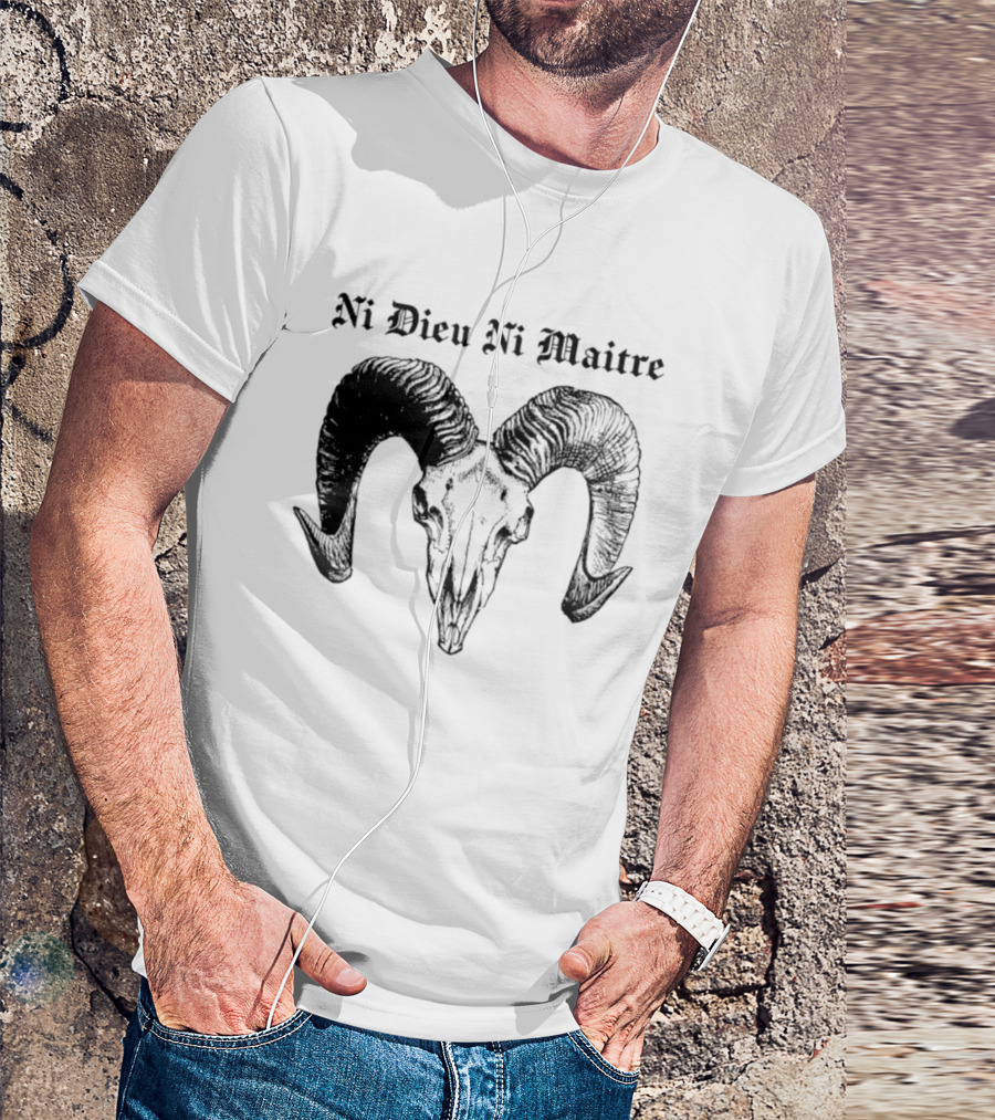 Ni Dieu Ni Maitre Ram Skull Anarchist T-Shirt