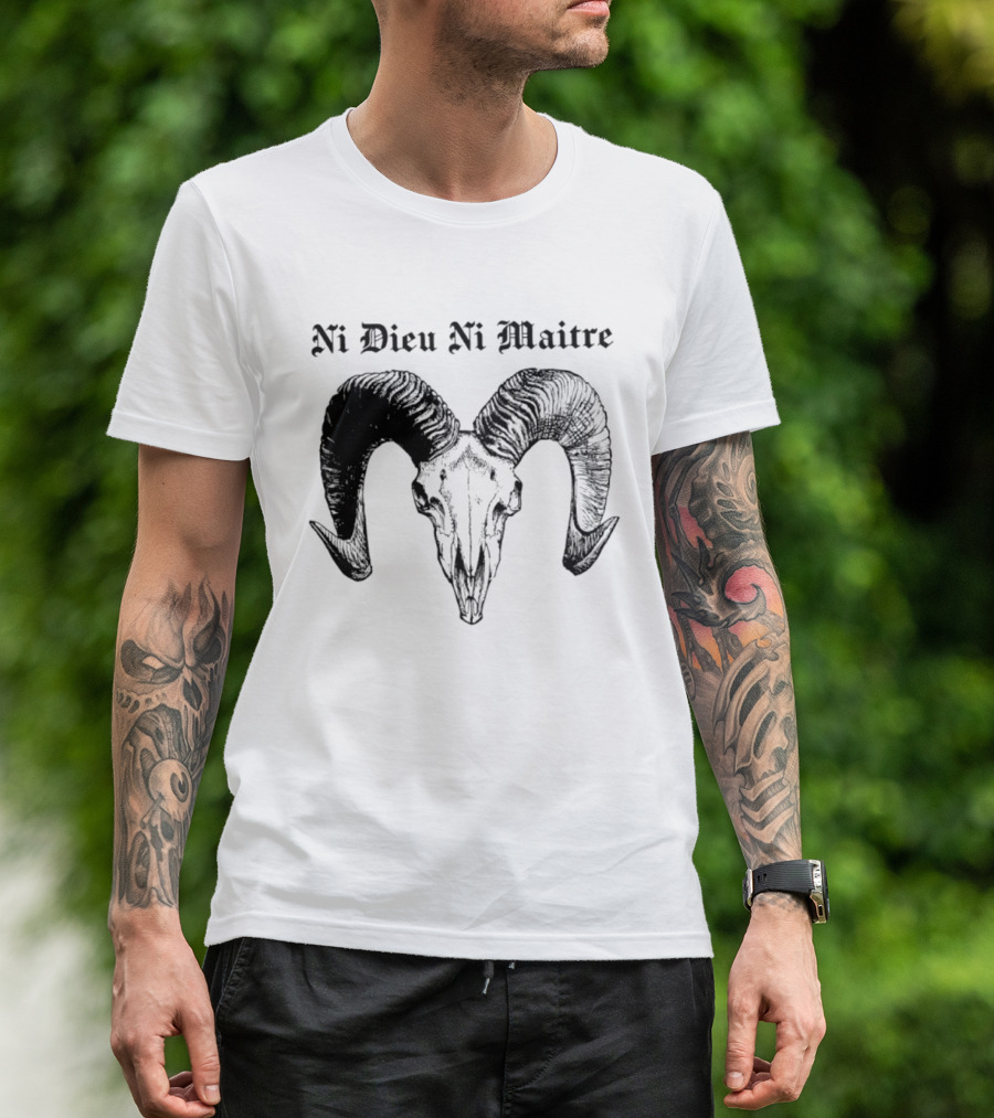 Ni Dieu Ni Maitre Ram Skull Anarchist T-Shirt