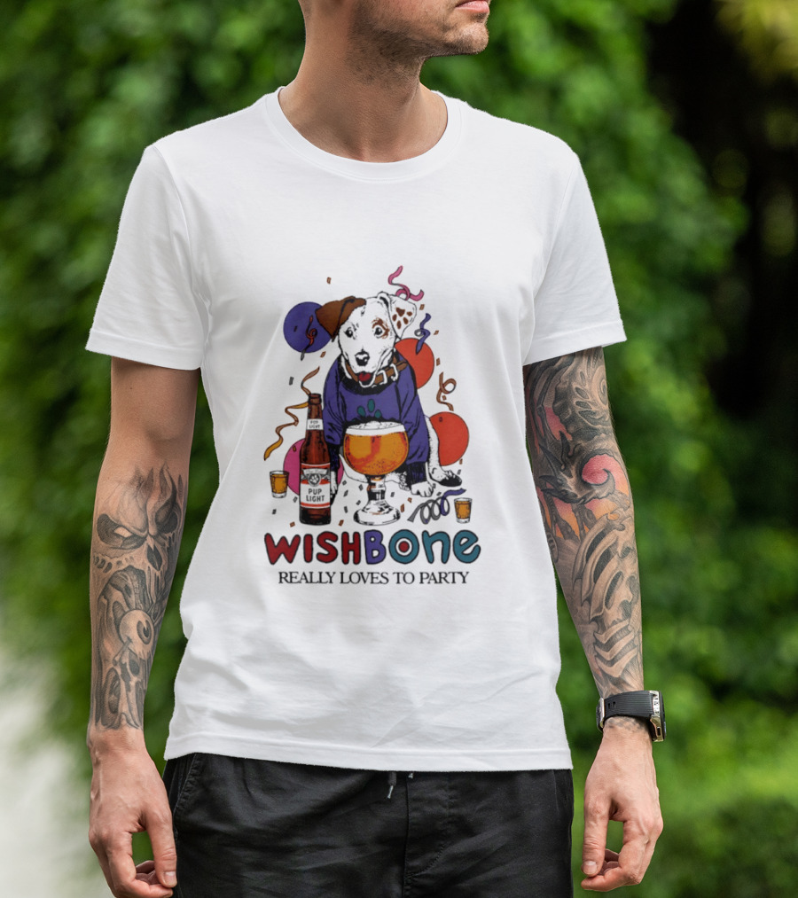 Wishbone Really Loves To Party Dog Beer Celebration T-Shirt