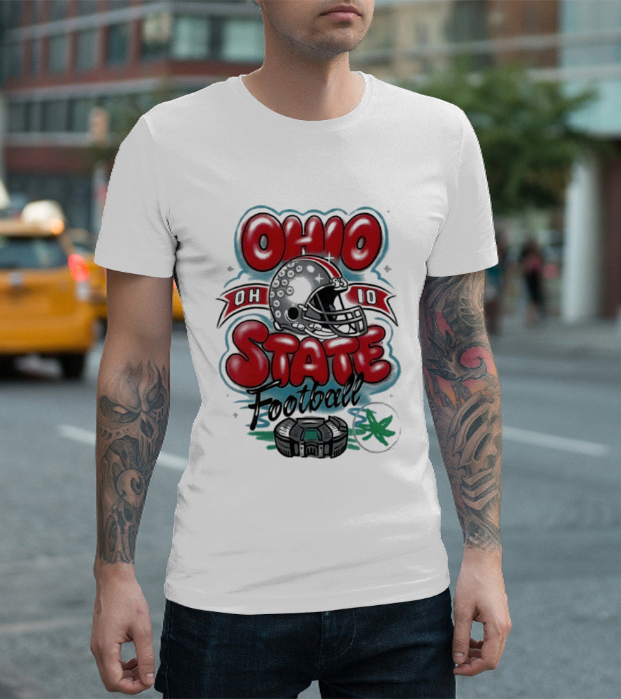 Ohio State Buckeyes Football 90s Bootleg Airbrush Helmet Stadium T-Shirt