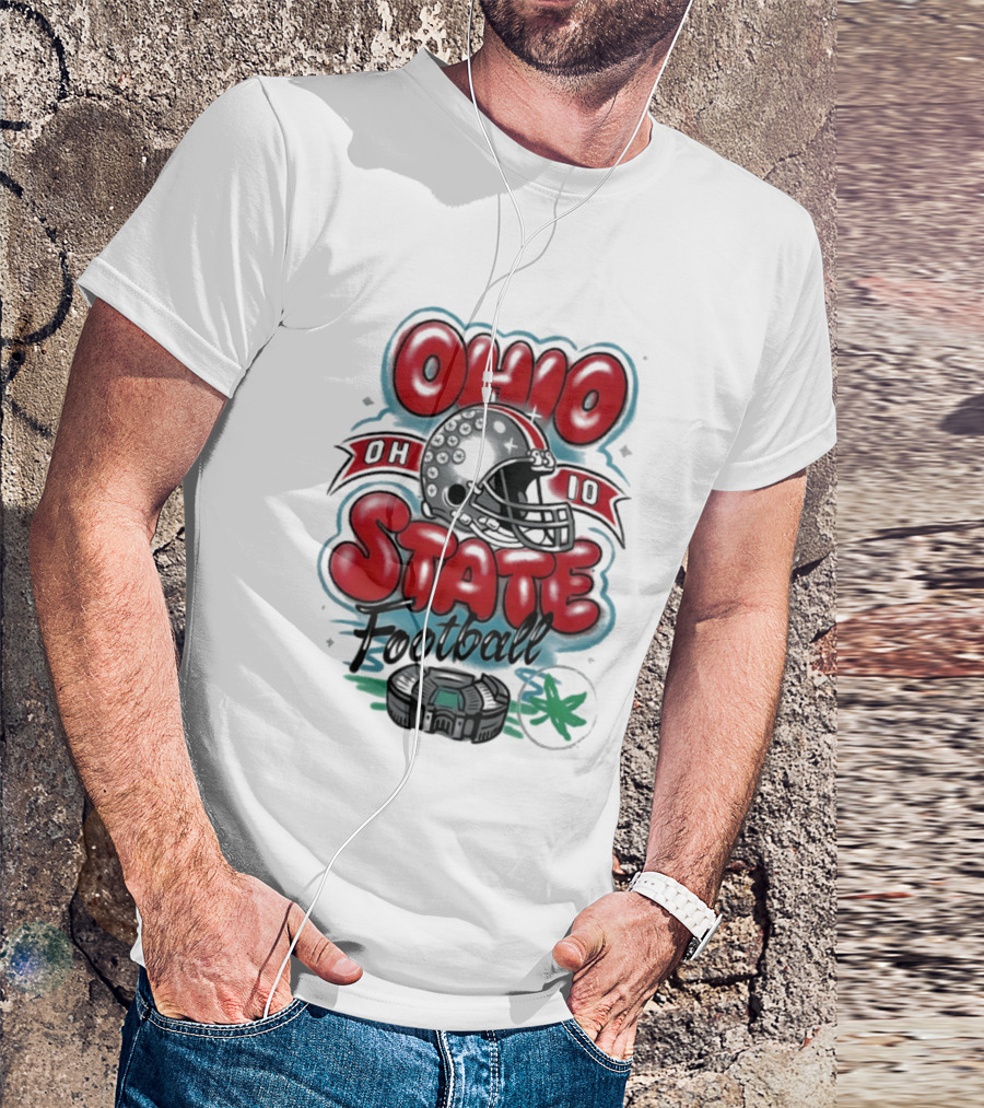 Ohio State Buckeyes Football 90s Bootleg Airbrush Helmet Stadium T-Shirt