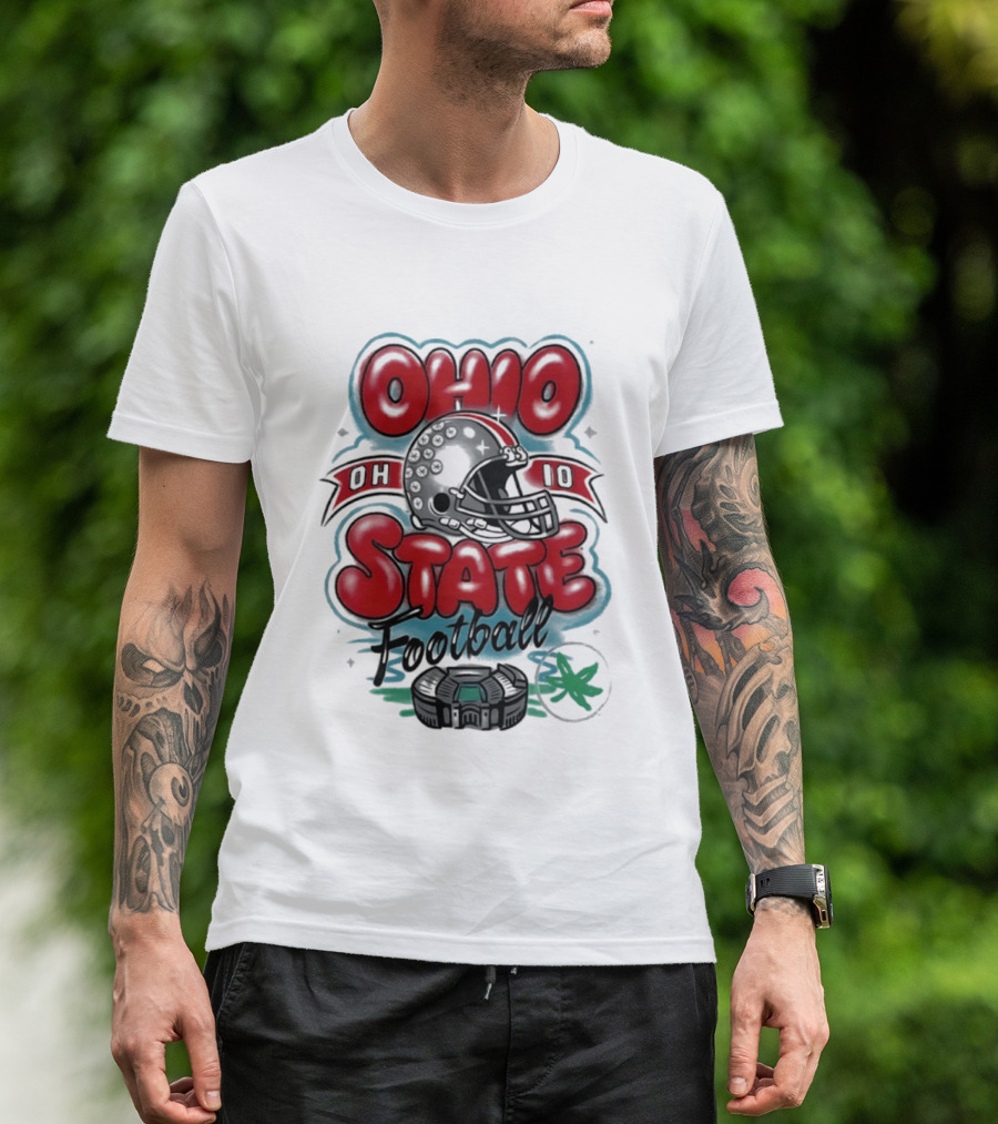 Ohio State Buckeyes Football 90s Bootleg Airbrush Helmet Stadium T-Shirt