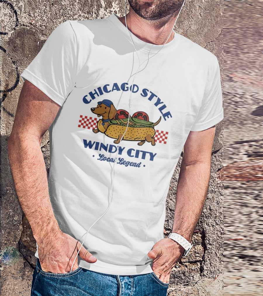 Chicago Style Windy City Local Legend Dachshund Hot Dog T-Shirt