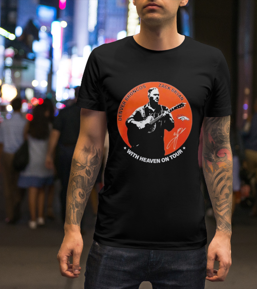 Denver Broncos 2026 Zach Bryan With Heaven On Tour Football Collaboration T-Shirt