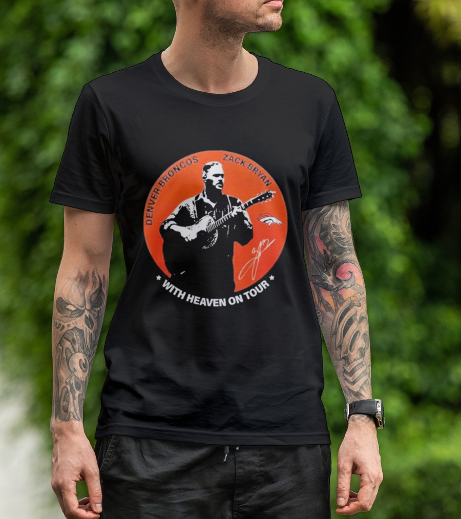 Denver Broncos 2026 Zach Bryan With Heaven On Tour Football Collaboration T-Shirt