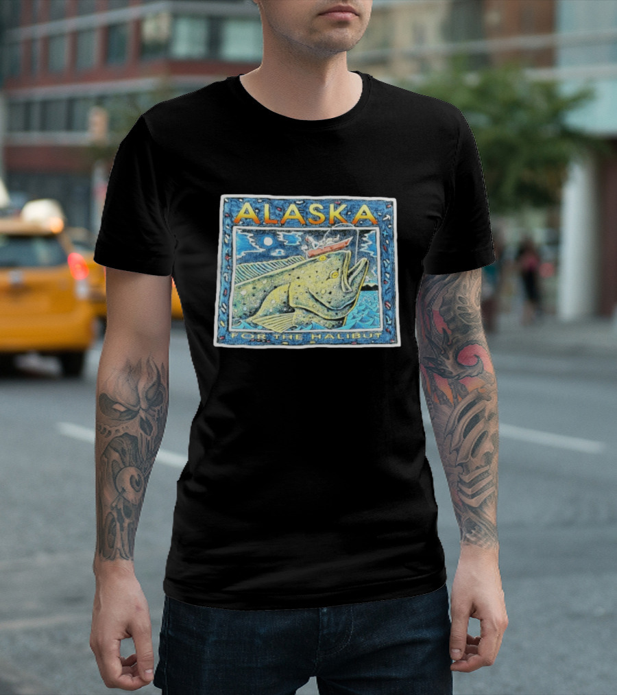 Alaska For The Halibut Fishing Adventure Under Moonlit Sky T-Shirt