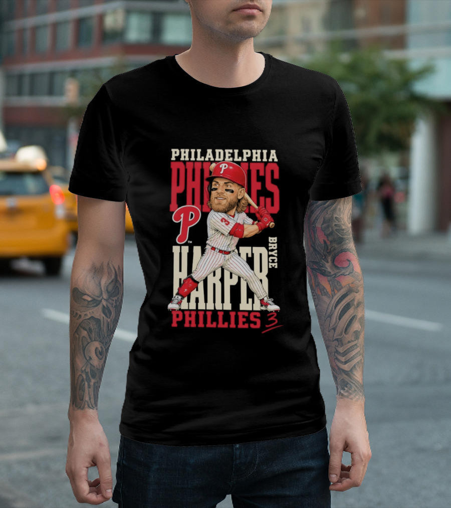 Philadelphia Phillies Bryce Harper 3 Caricature 2026 MLB Season T-Shirt