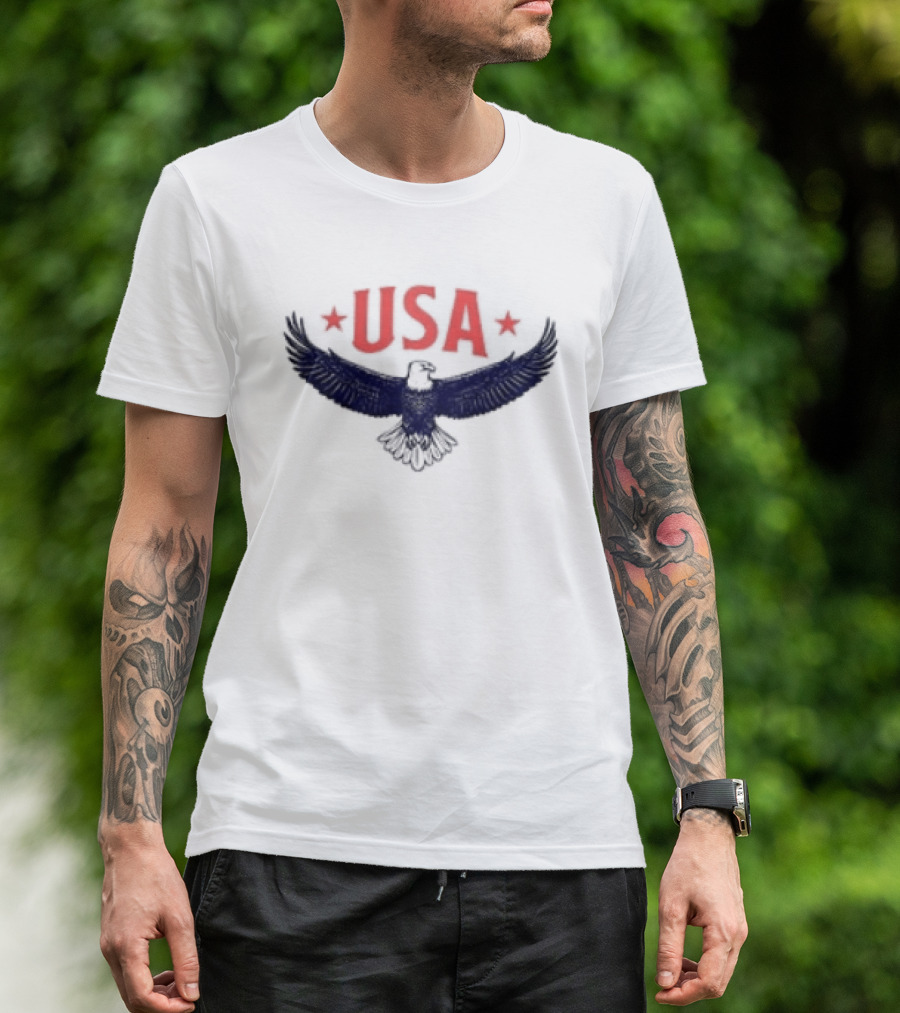 USA Eagle Symbol With Stars Celebrating Freedom And Bravery T-Shirt