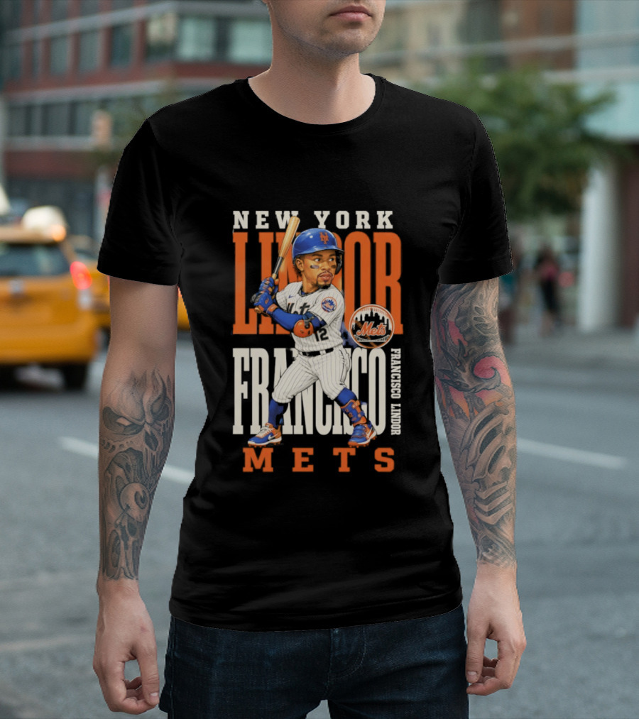 New York Lindor Francisco Mets 2026 Baseball Caricature T-Shirt