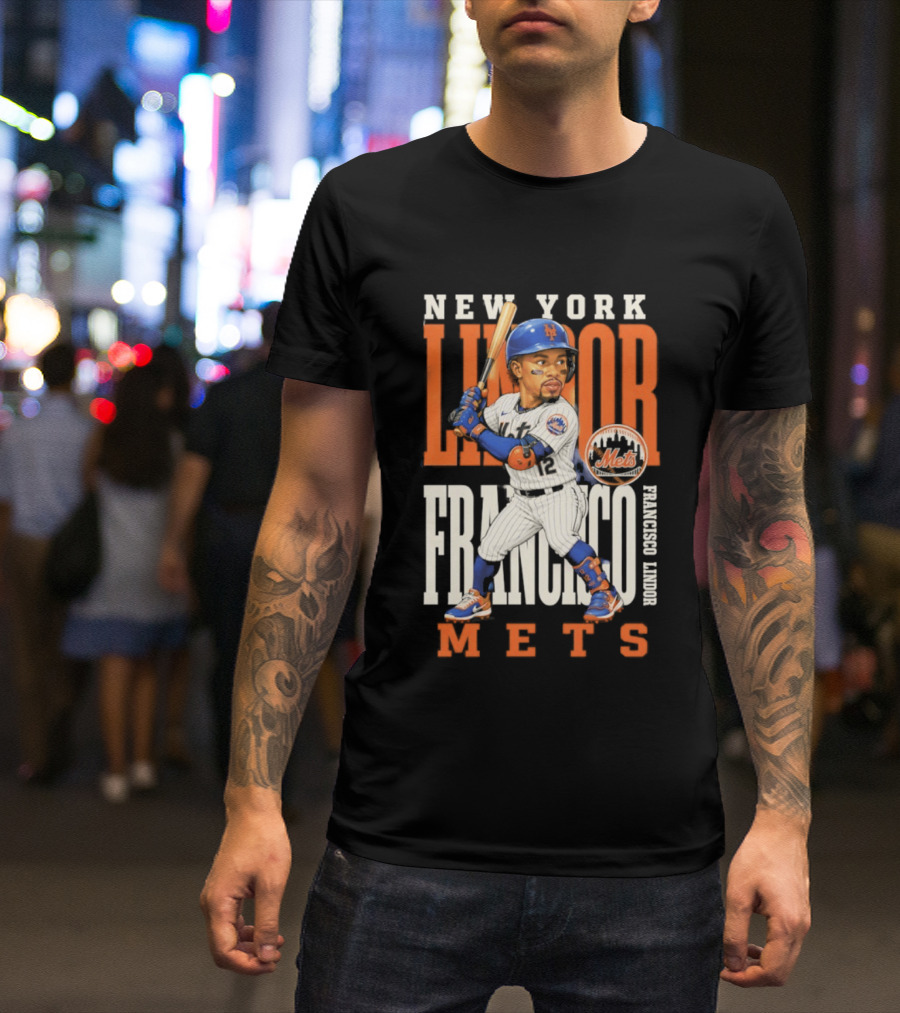 New York Lindor Francisco Mets 2026 Baseball Caricature T-Shirt