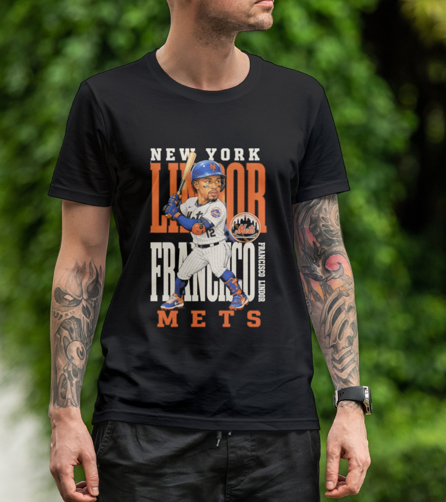 New York Lindor Francisco Mets 2026 Baseball Caricature T-Shirt