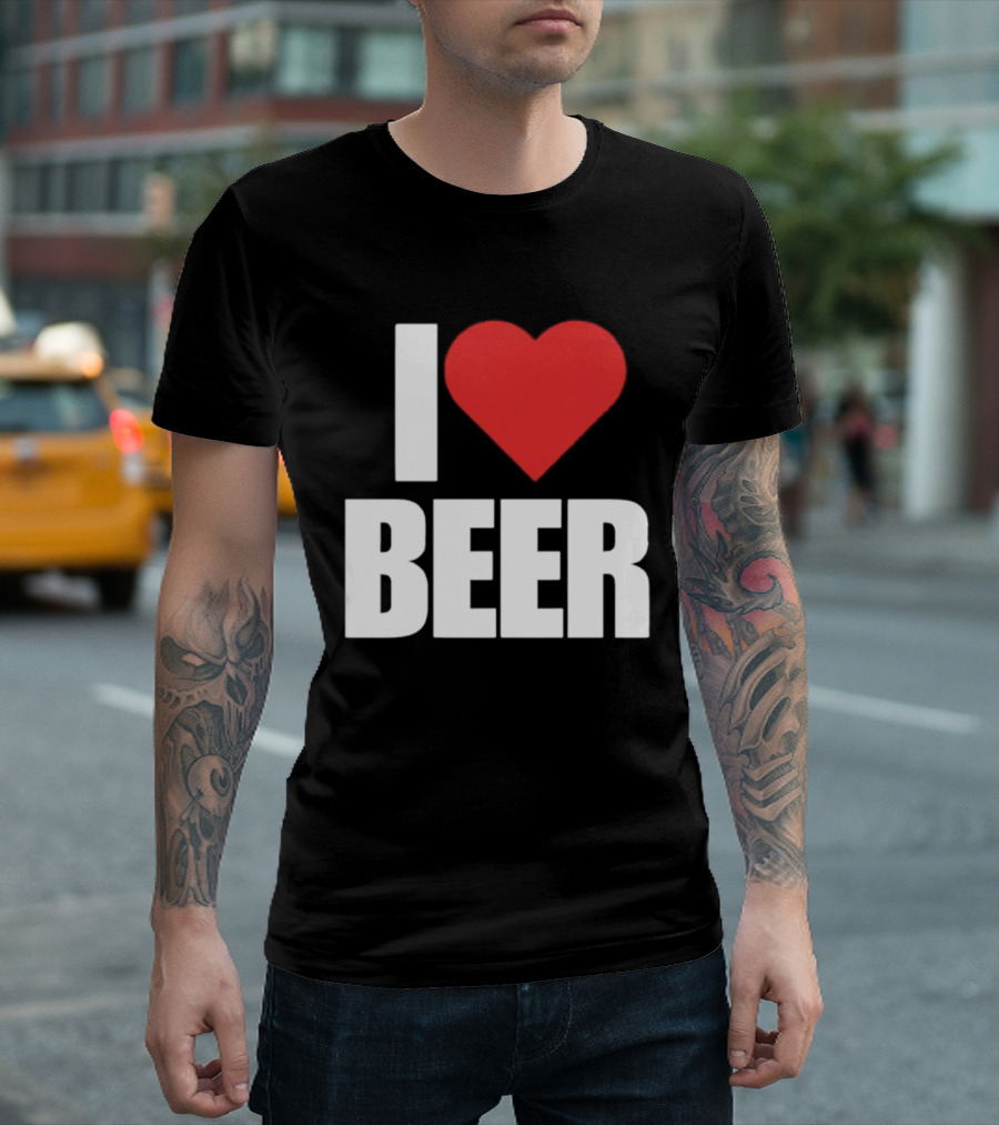I Love Beer Bold Red Heart T-Shirt