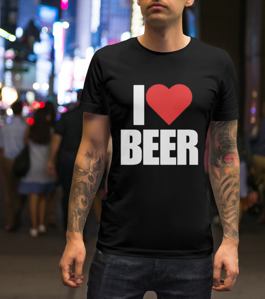 I Love Beer Bold Red Heart T-Shirt