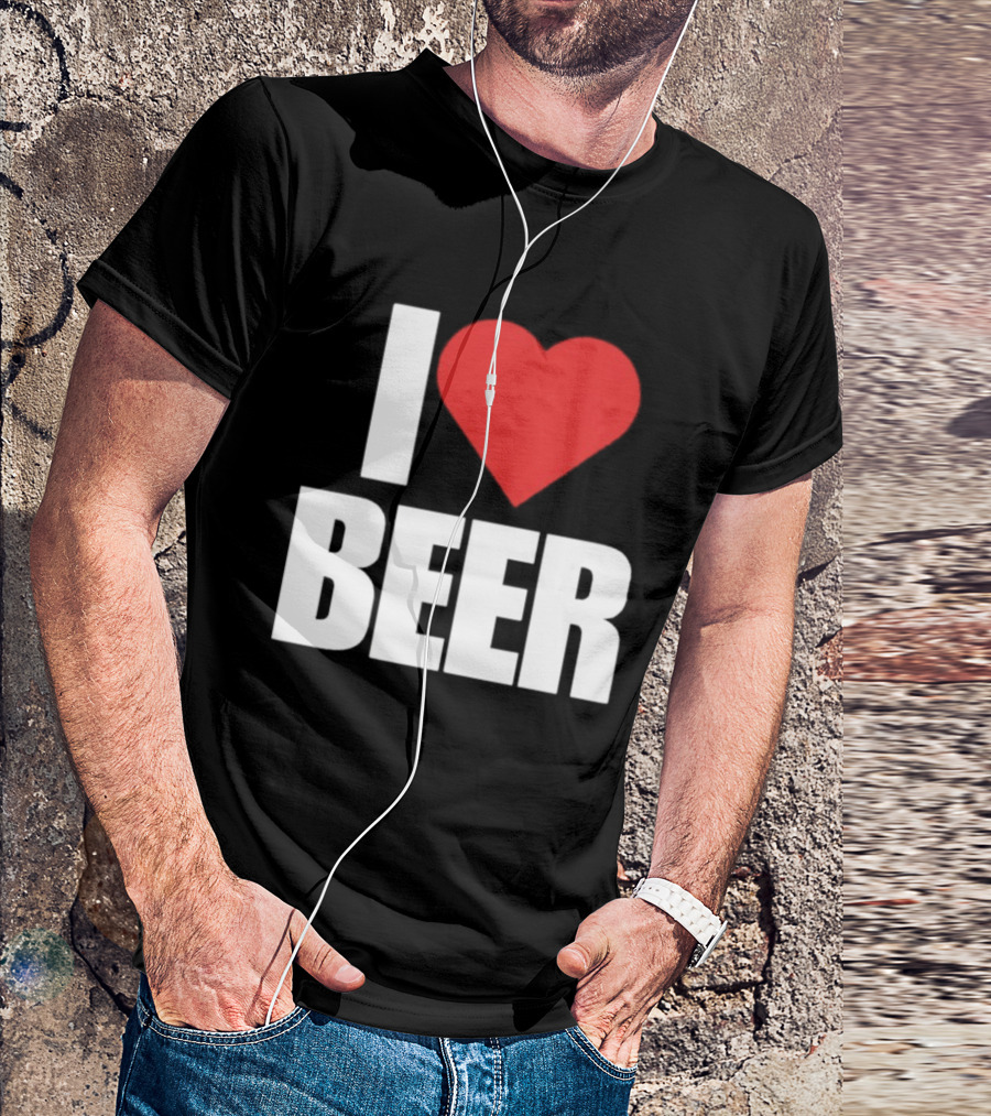 I Love Beer Bold Red Heart T-Shirt