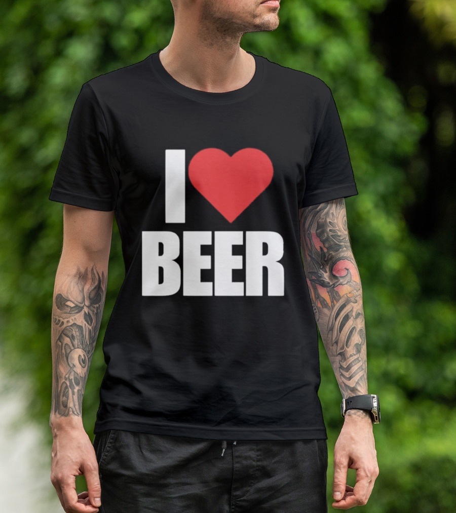 I Love Beer Bold Red Heart T-Shirt