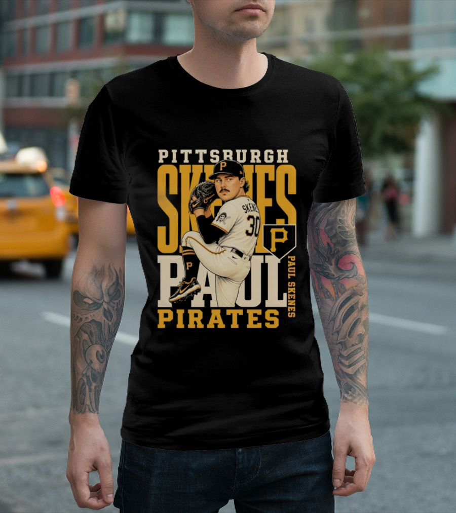 Pittsburgh Pirates Paul Skenes 34 Baseball Player Caricature 2026 Season T-Shirt