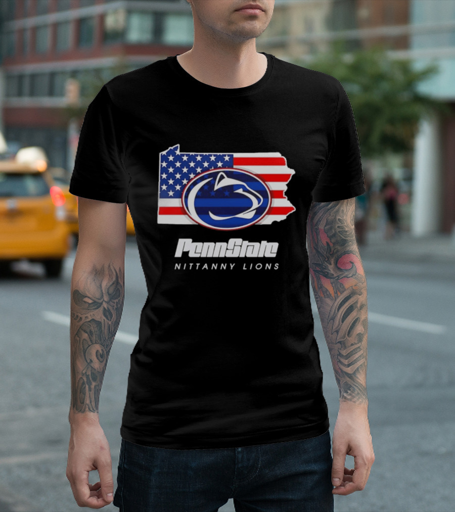 Penn State Nittany Lions Pennsylvania Flag American Pride T-Shirt