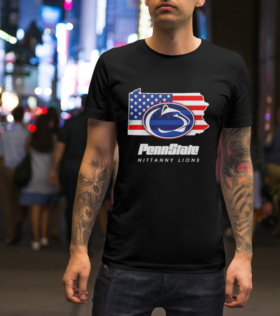 Penn State Nittany Lions Pennsylvania Flag American Pride T-Shirt