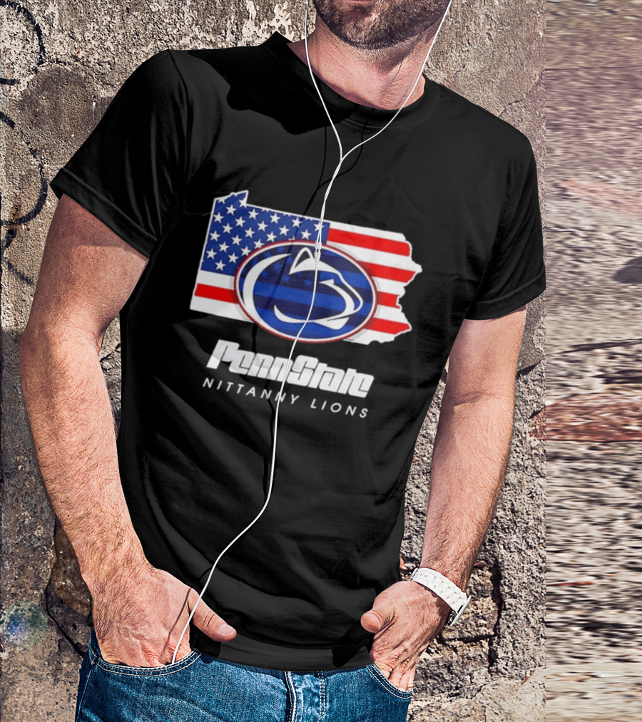 Penn State Nittany Lions Pennsylvania Flag American Pride T-Shirt