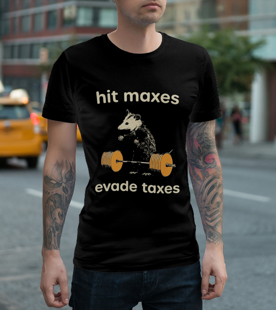 Hit Maxes Evade Taxes Mouse Bench Press T-Shirt