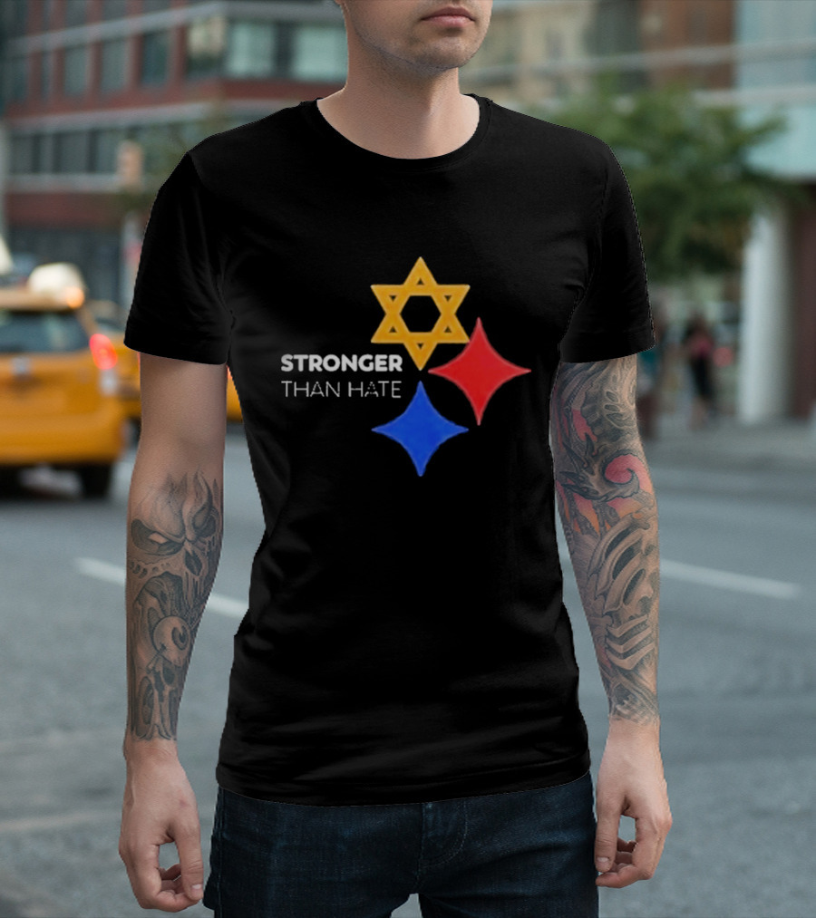 Pittsburgh Steelers Stronger Than Hate Star Of David Yellow Red Blue T-Shirt