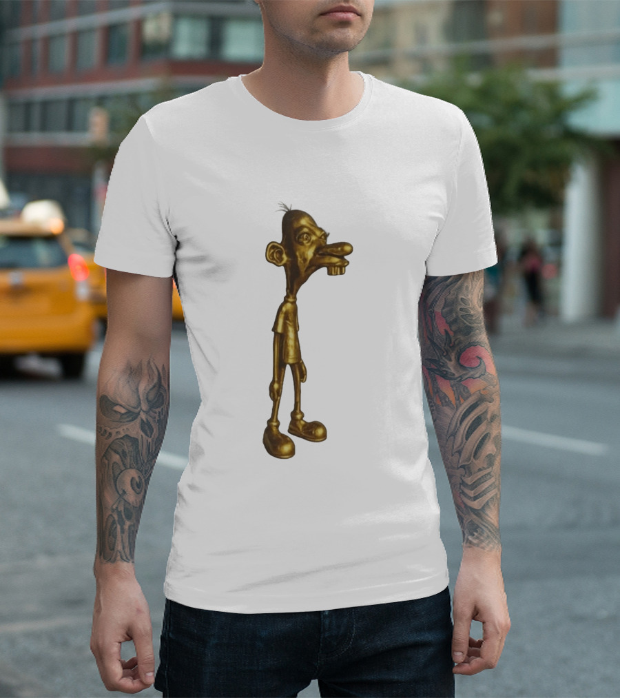 Neegy Meme Cartoon Golden Character Statue T-Shirt