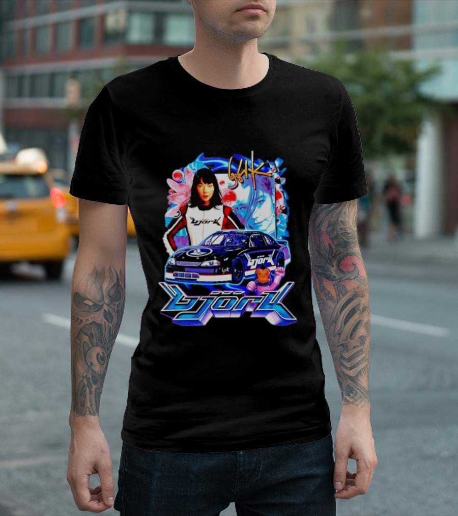 Vintage Bjork Racing Car Graphic Icelandic Music T-Shirt