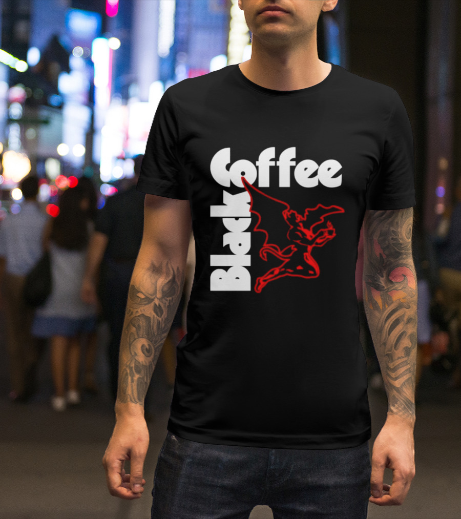 Black Coffee Devil Caffeine Drinking T-Shirt