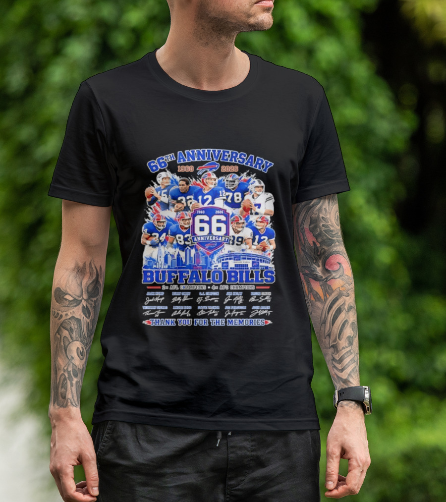 66th Anniversary Buffalo Bills 1960 2026 AFL Champions Thank You For The Memories T-Shirt