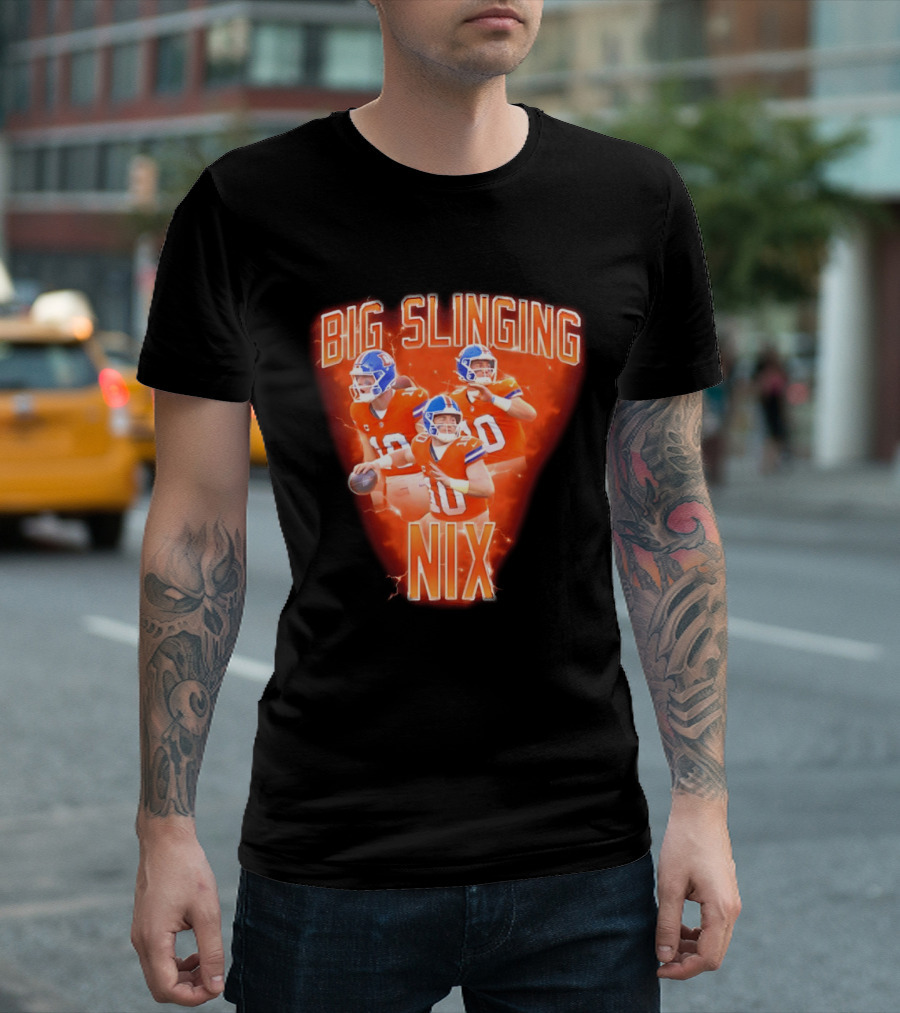 Denver Broncos Big Slinging Bo Nix Collage T-Shirt