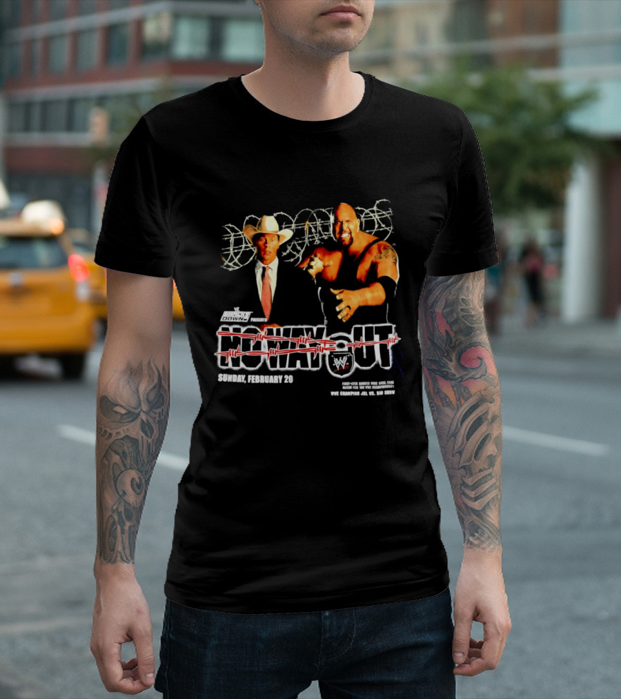 WWE No Way Out 2005 John Bradshaw Layfield Vs Big Show February 20 SmackDown Barbed Wire Match T-Shirt