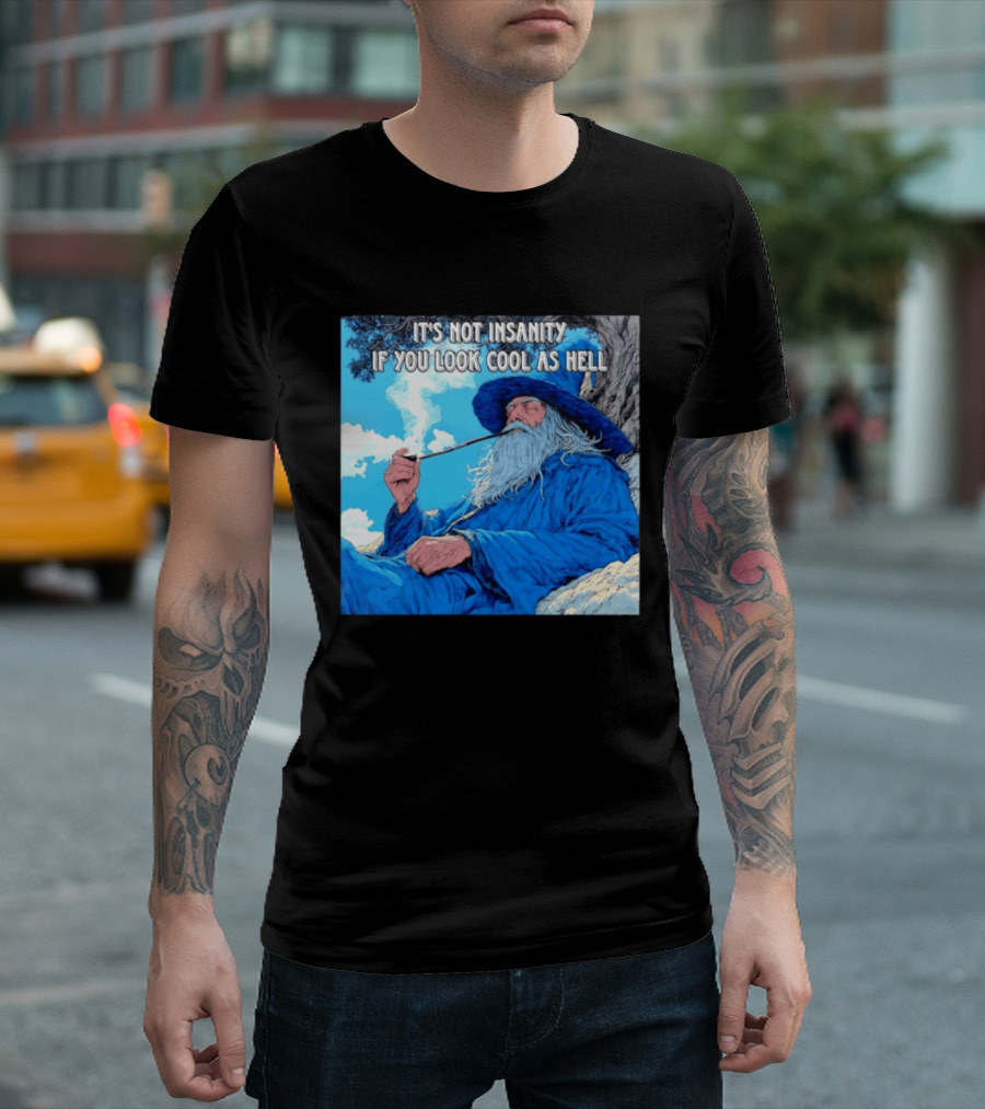It's Not Insanity If You Look Cool As Hell Wizard Smoking Pipe T-Shirt