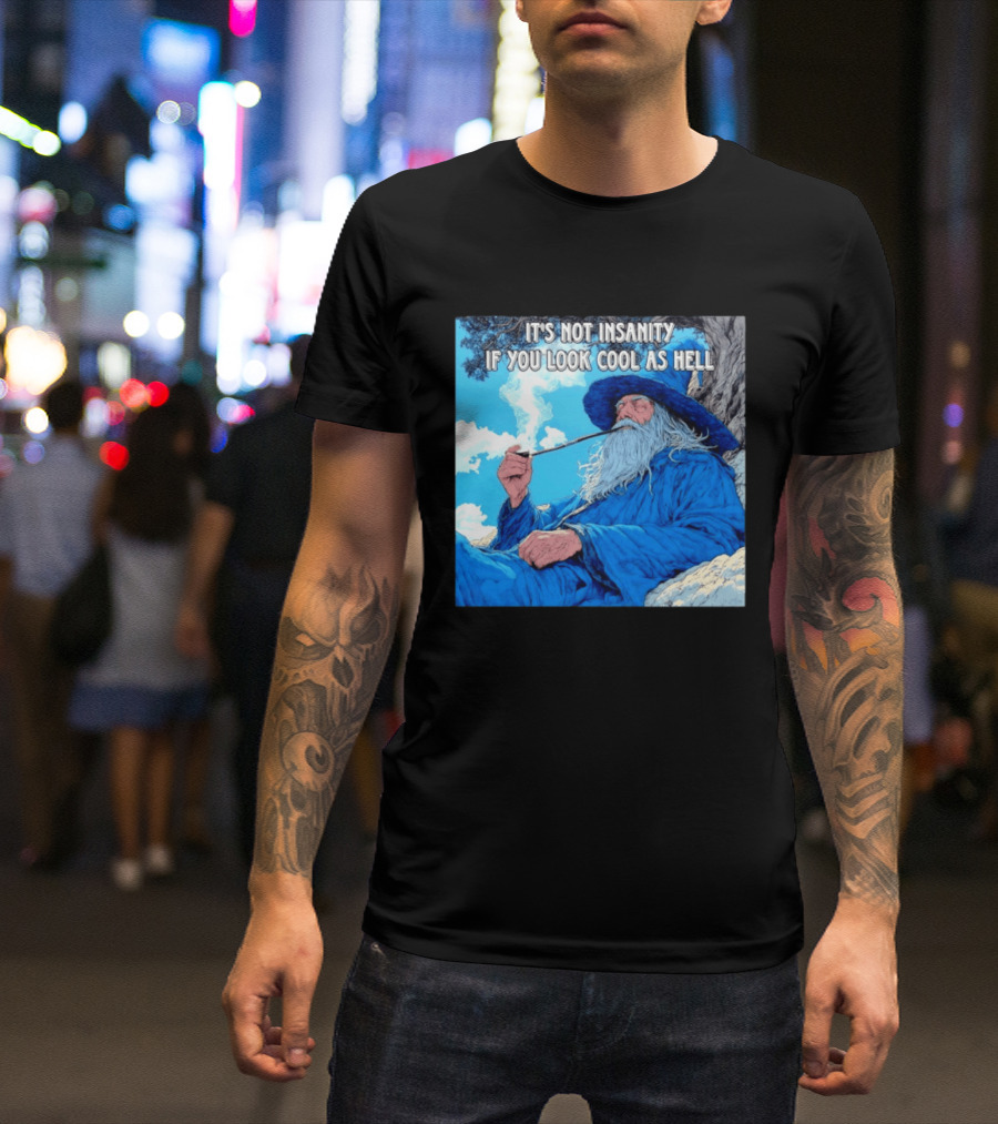 It's Not Insanity If You Look Cool As Hell Wizard Smoking Pipe T-Shirt