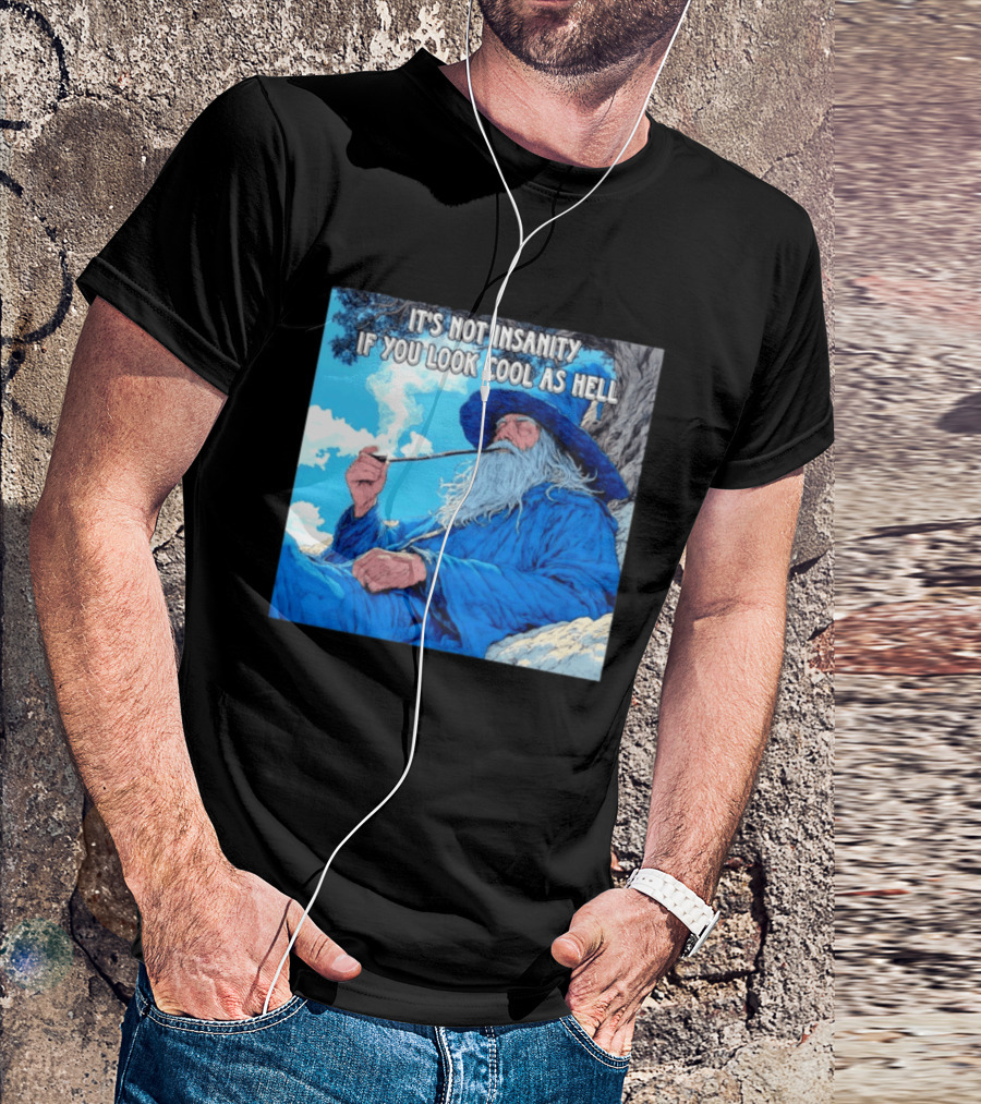 It's Not Insanity If You Look Cool As Hell Wizard Smoking Pipe T-Shirt