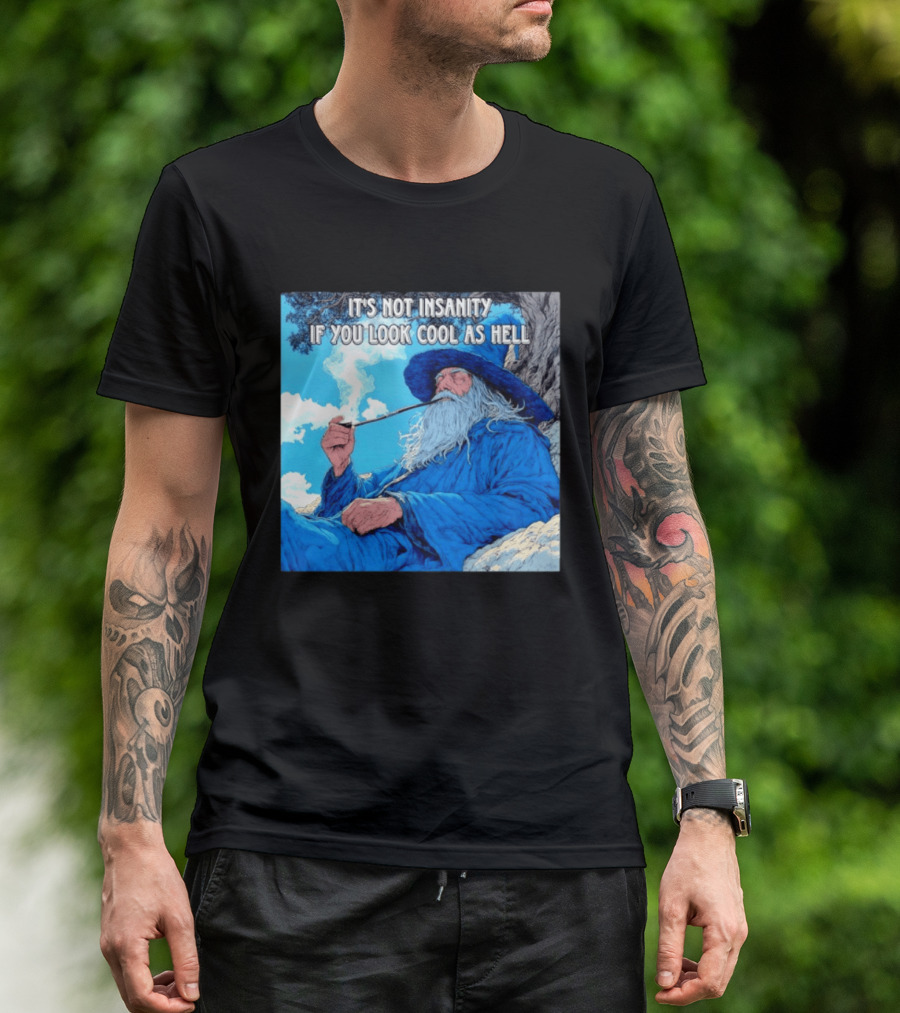 It's Not Insanity If You Look Cool As Hell Wizard Smoking Pipe T-Shirt