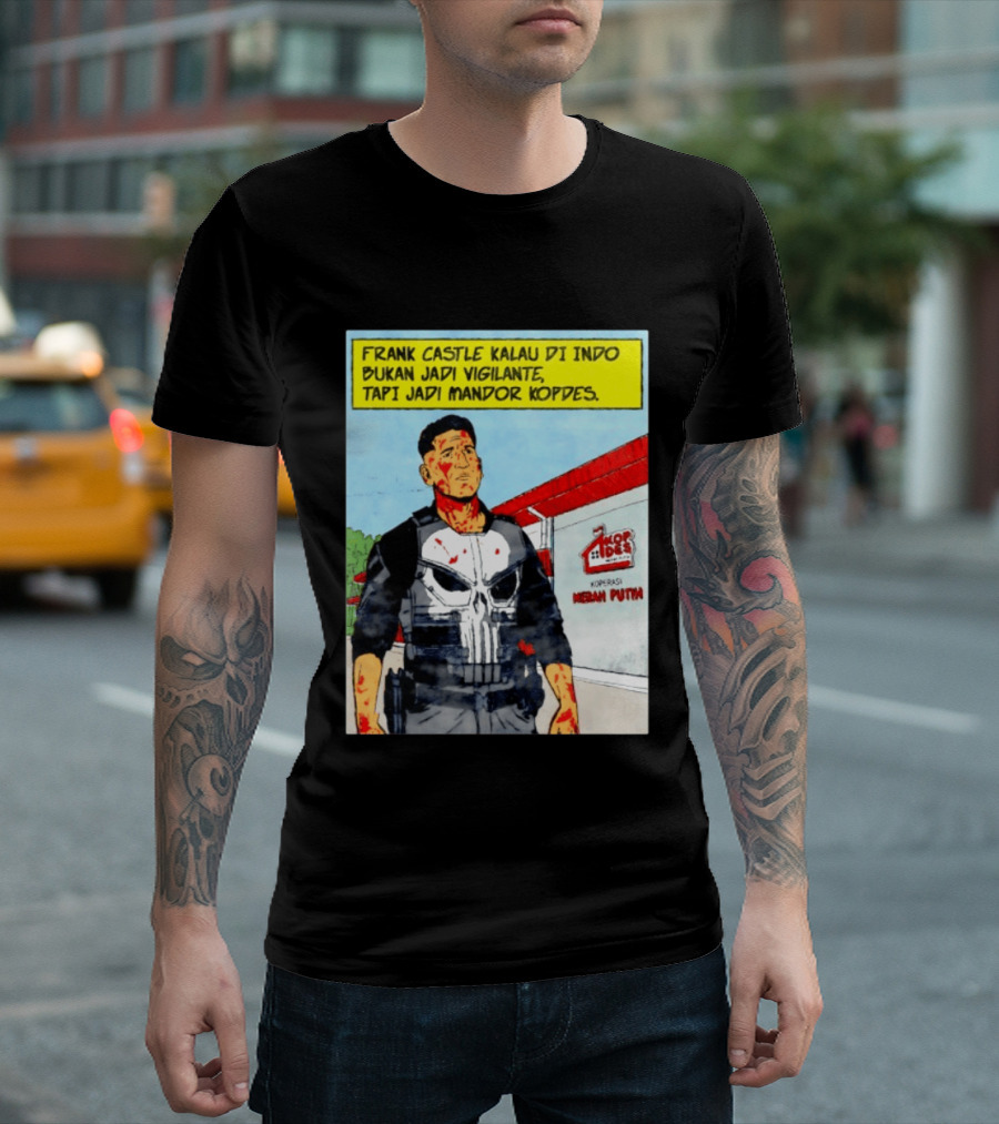 Frank Castle Kalau Di Indo Bukan Jadi Vigilante Tapi Jadi Mandor Kopdes Koperasi Merah Putih Marvel Comics T-Shirt