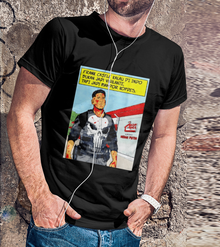 Frank Castle Kalau Di Indo Bukan Jadi Vigilante Tapi Jadi Mandor Kopdes Koperasi Merah Putih Marvel Comics T-Shirt