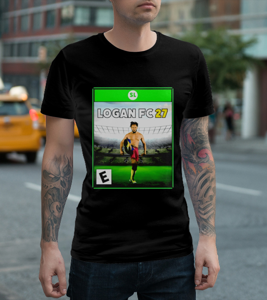 LOGAN FC 27 Soccer Game Box Art With Player In Stadium T-Shirt