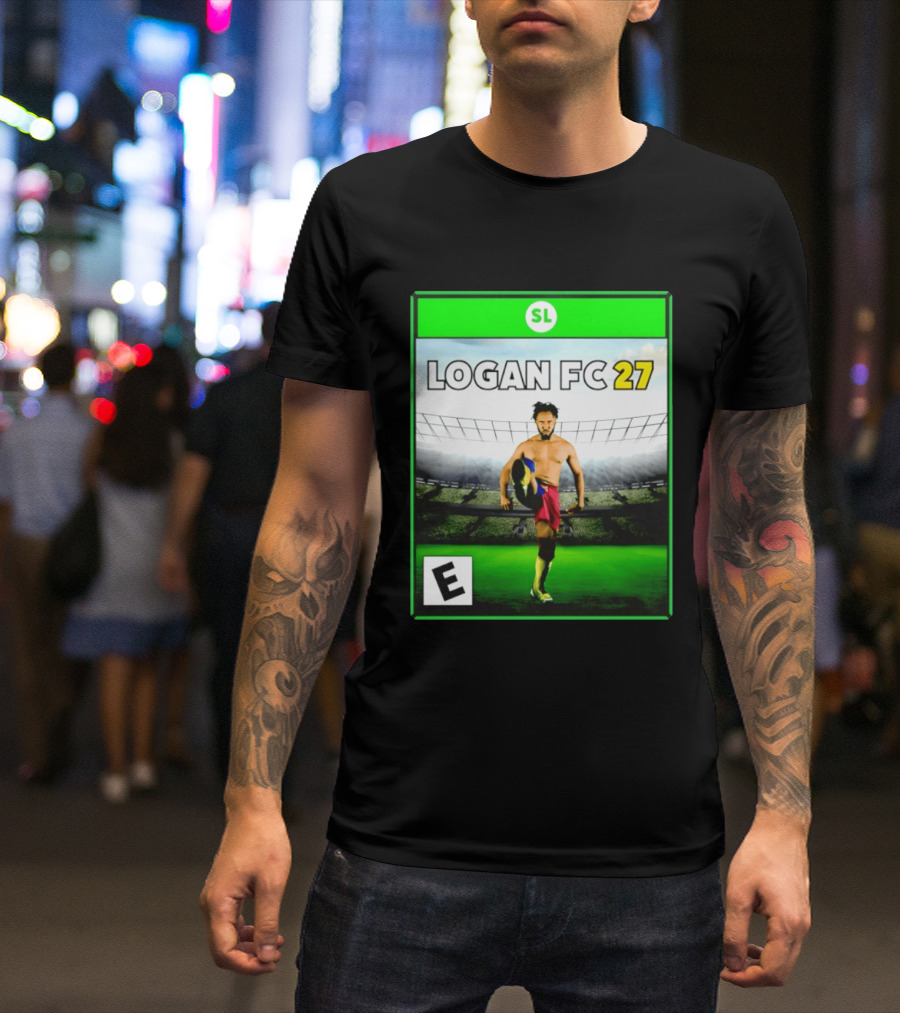 LOGAN FC 27 Soccer Game Box Art With Player In Stadium T-Shirt