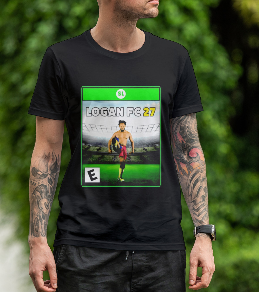 LOGAN FC 27 Soccer Game Box Art With Player In Stadium T-Shirt