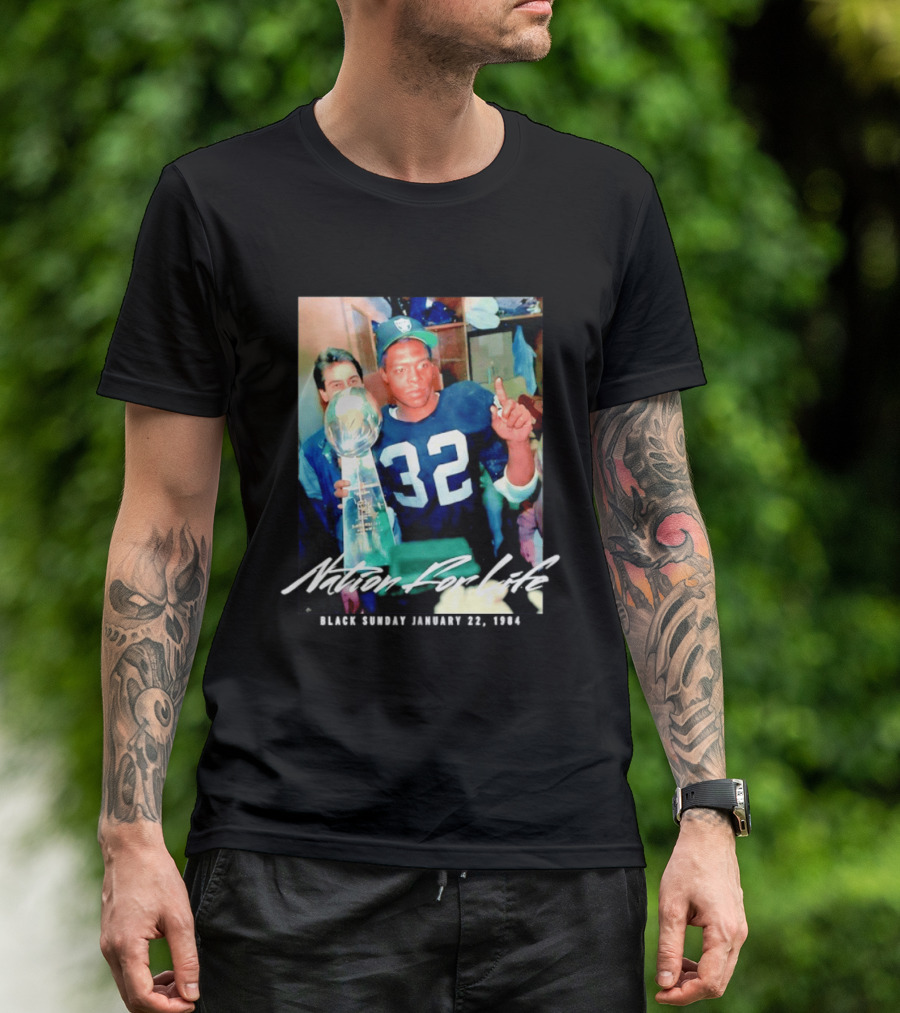 Marcus Allen Nation For Life Black Sunday January 22 1984 T-Shirt