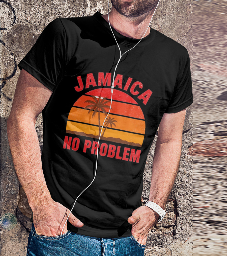 Jamaica No Problem Sunset Palm Trees Vintage Island Vibes T-Shirt