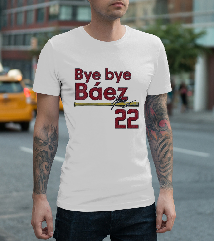 Bye Bye Báez St. Louis Cardinals MLB 2026 Number 22 Baseball Bat Signature T-Shirt