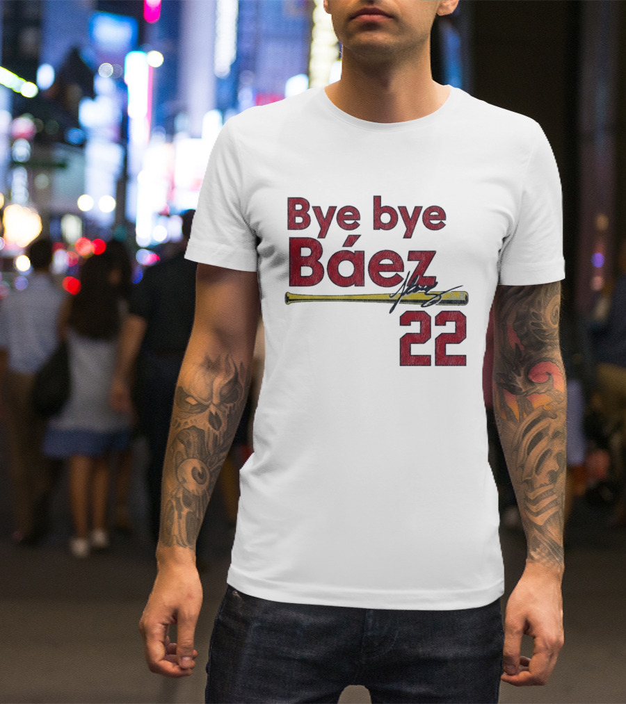 Bye Bye Báez St. Louis Cardinals MLB 2026 Number 22 Baseball Bat Signature T-Shirt