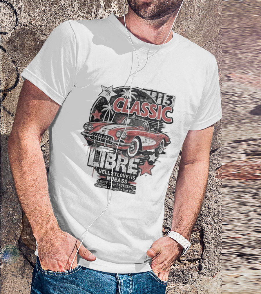 Classic Muscle Car Palm Tree Libre Americana Oldschool Legend Fast Vibes T-Shirt