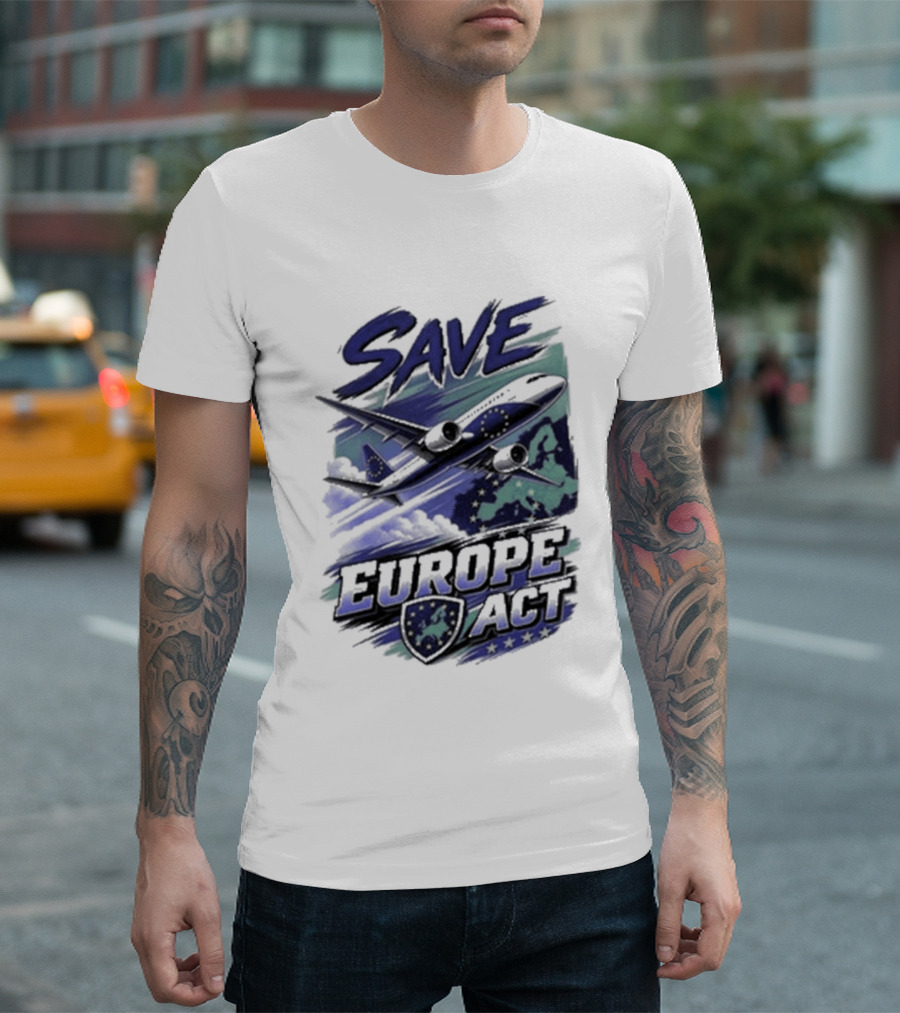 Save Europe Act 2026 Airplane Map Stars T-Shirt