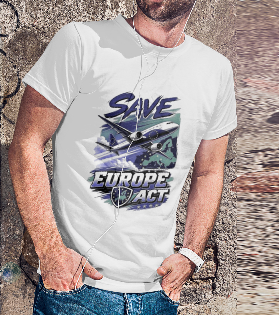 Save Europe Act 2026 Airplane Map Stars T-Shirt