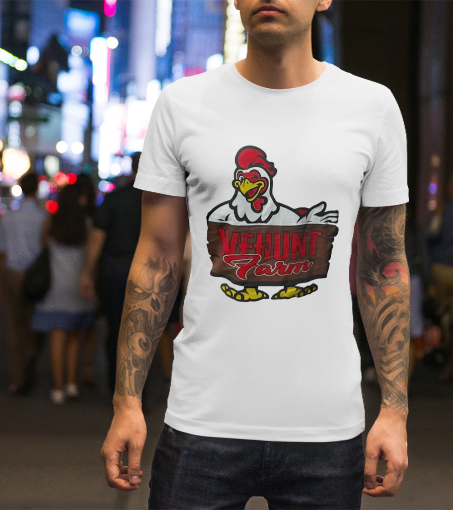 Wehunt Farm Chicken Winking Rooster With Red And Yellow Accents T-Shirt