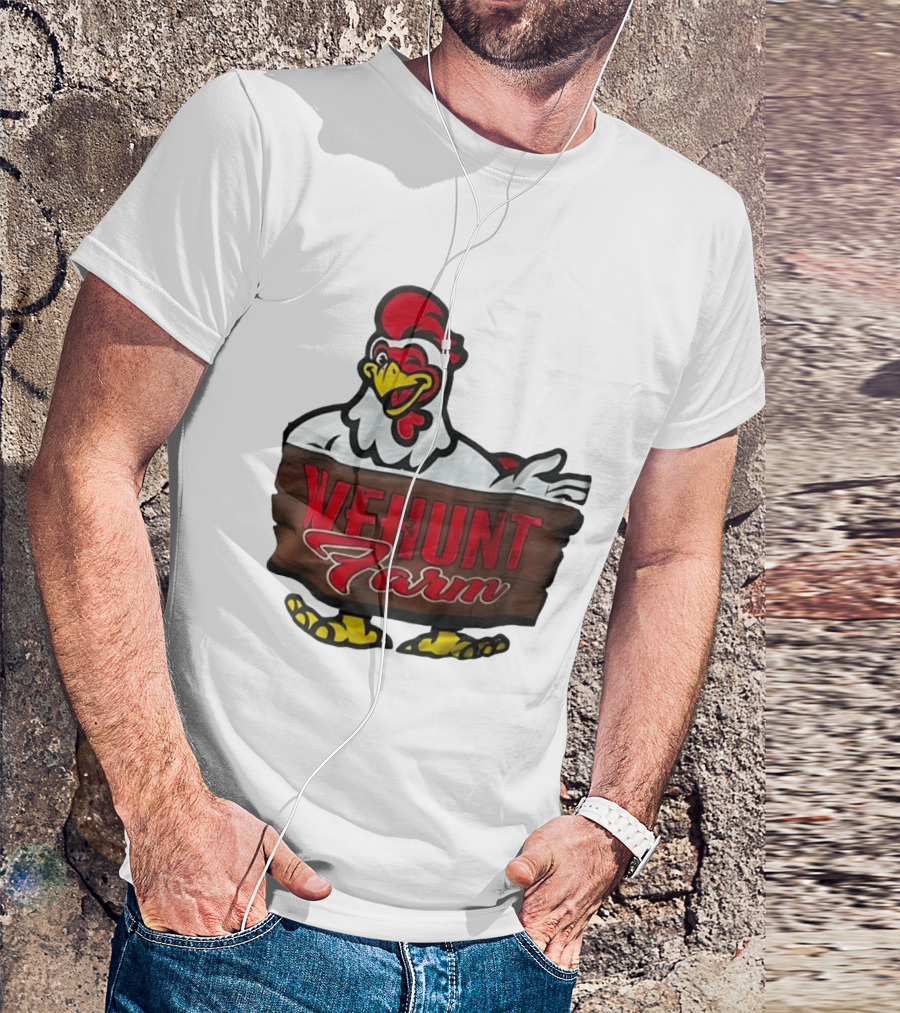 Wehunt Farm Chicken Winking Rooster With Red And Yellow Accents T-Shirt